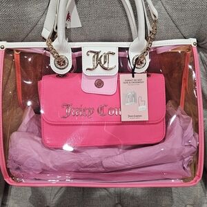 Juicy Couture Pink and White Transparent Tote